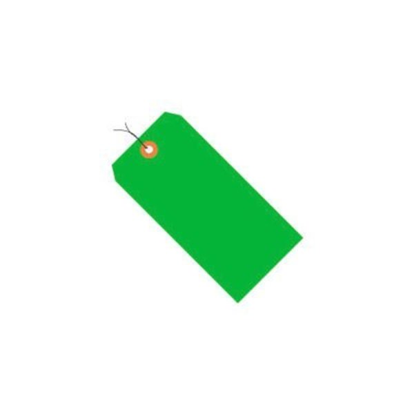 Box Packaging Global Industrial„¢ Shipping Tag, Pre Wired#6, 5-1/4"L x 2-5/8"W, Fluorescent Green, 1000/Pk G12063B